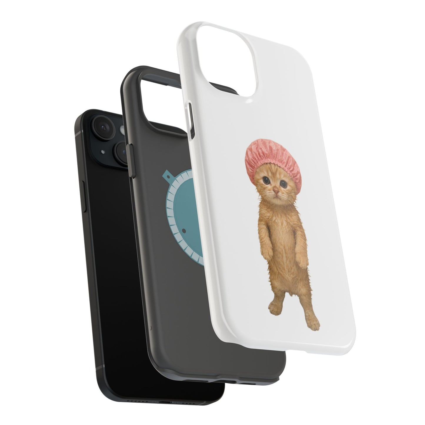 Cute Kitten in Shower Cap Magnetic Impact-Resistant Phone Case