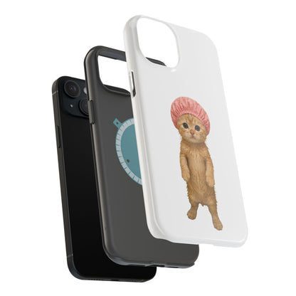 Cute Kitten in Shower Cap Magnetic Impact-Resistant Phone Case