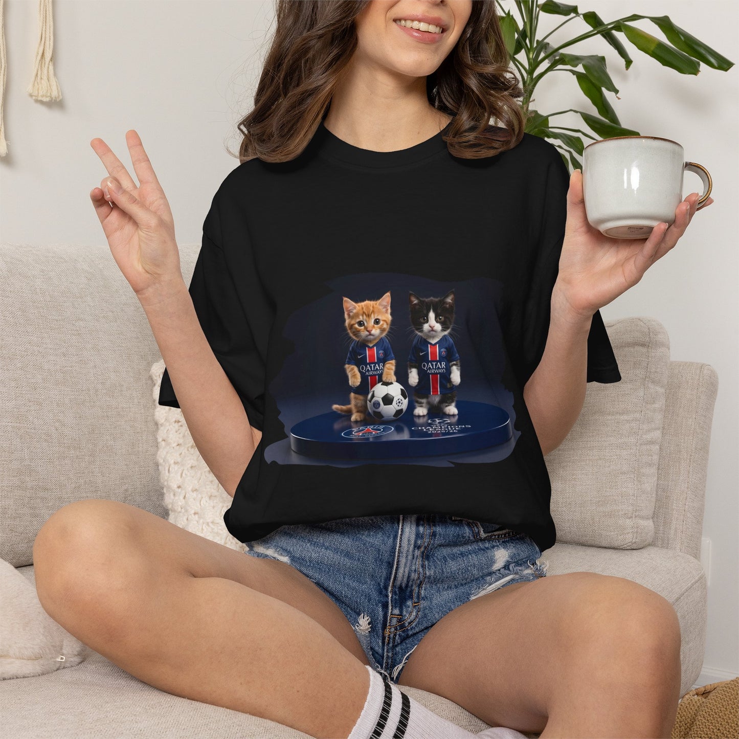 Cat Soccer Players T‑Shirt — Cute Kitten Football Graphic Tee