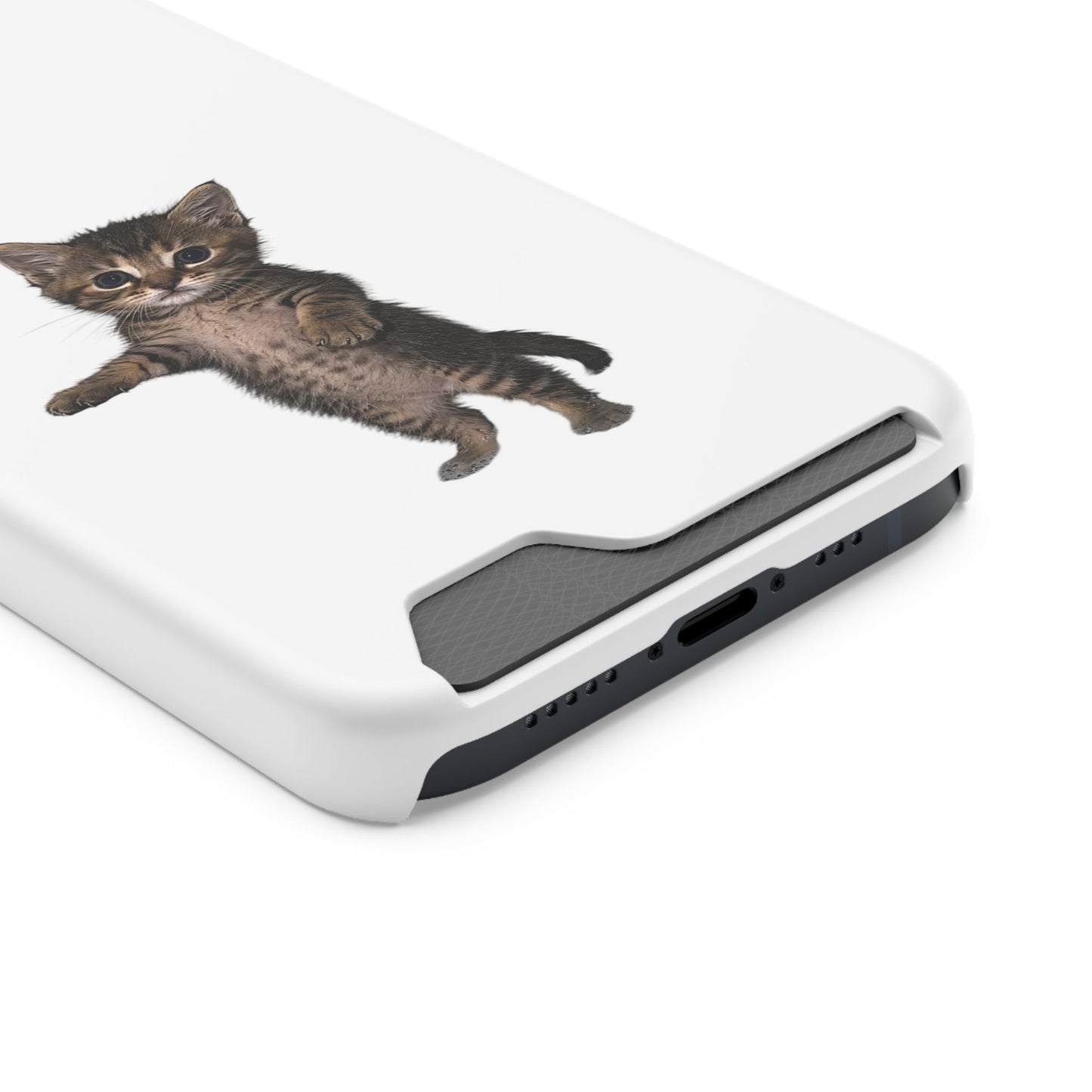 Cute Standing Kitten Phone Case with Card Holder