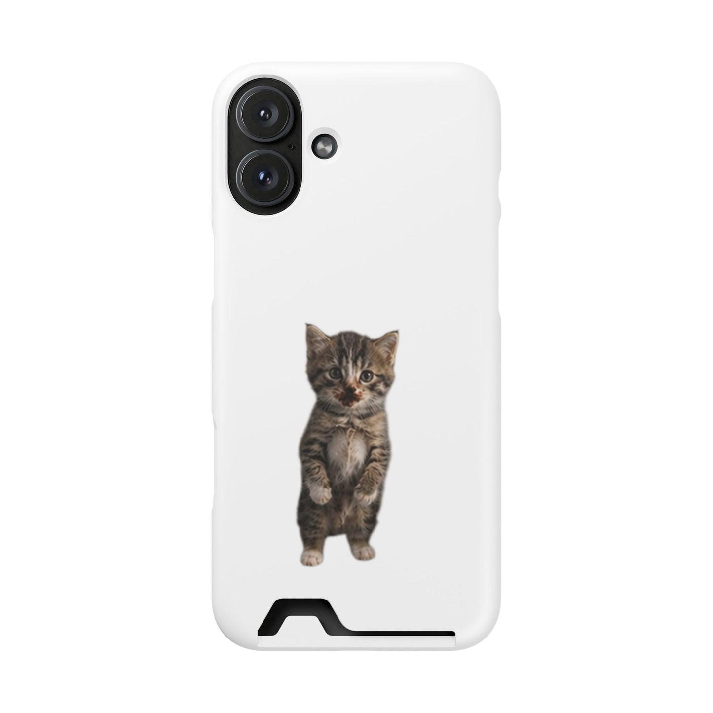 Cute Standing Kitten Phone Case with Card Holder