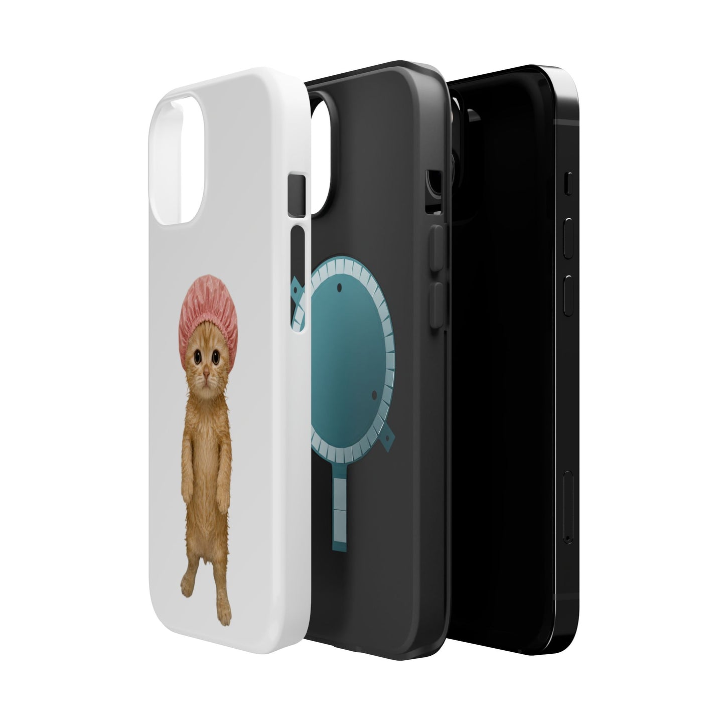 Cute Kitten in Shower Cap Magnetic Impact-Resistant Phone Case