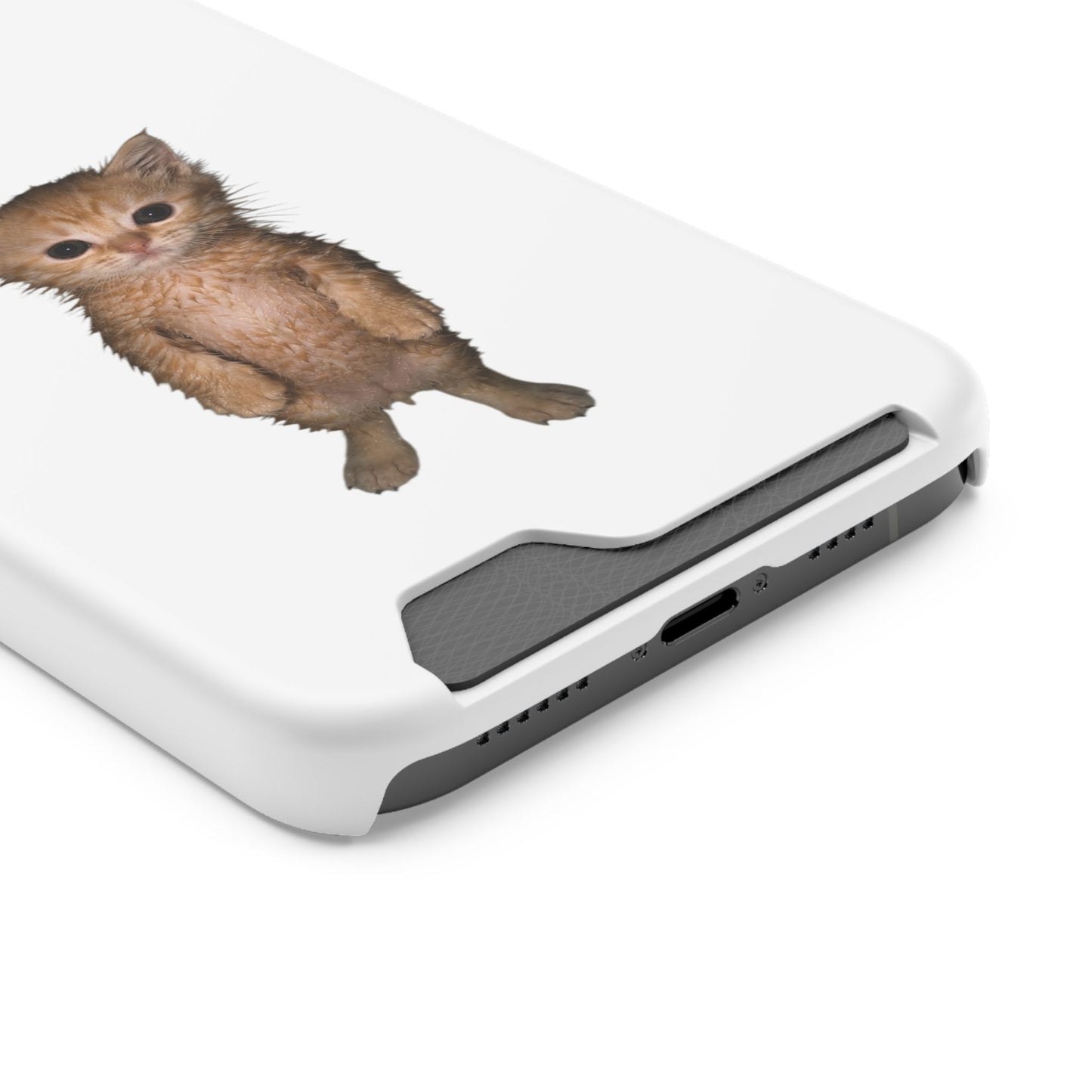 Cute Standing Kitten Phone Case with Card Holder