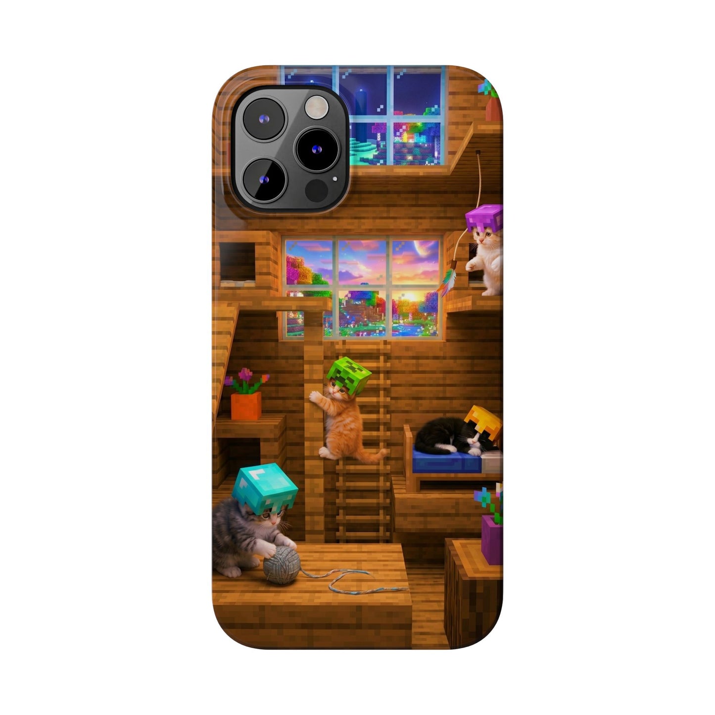Minecraft Cozy Treehouse Slim Phone Case — Gamer Pixel Cabin Design