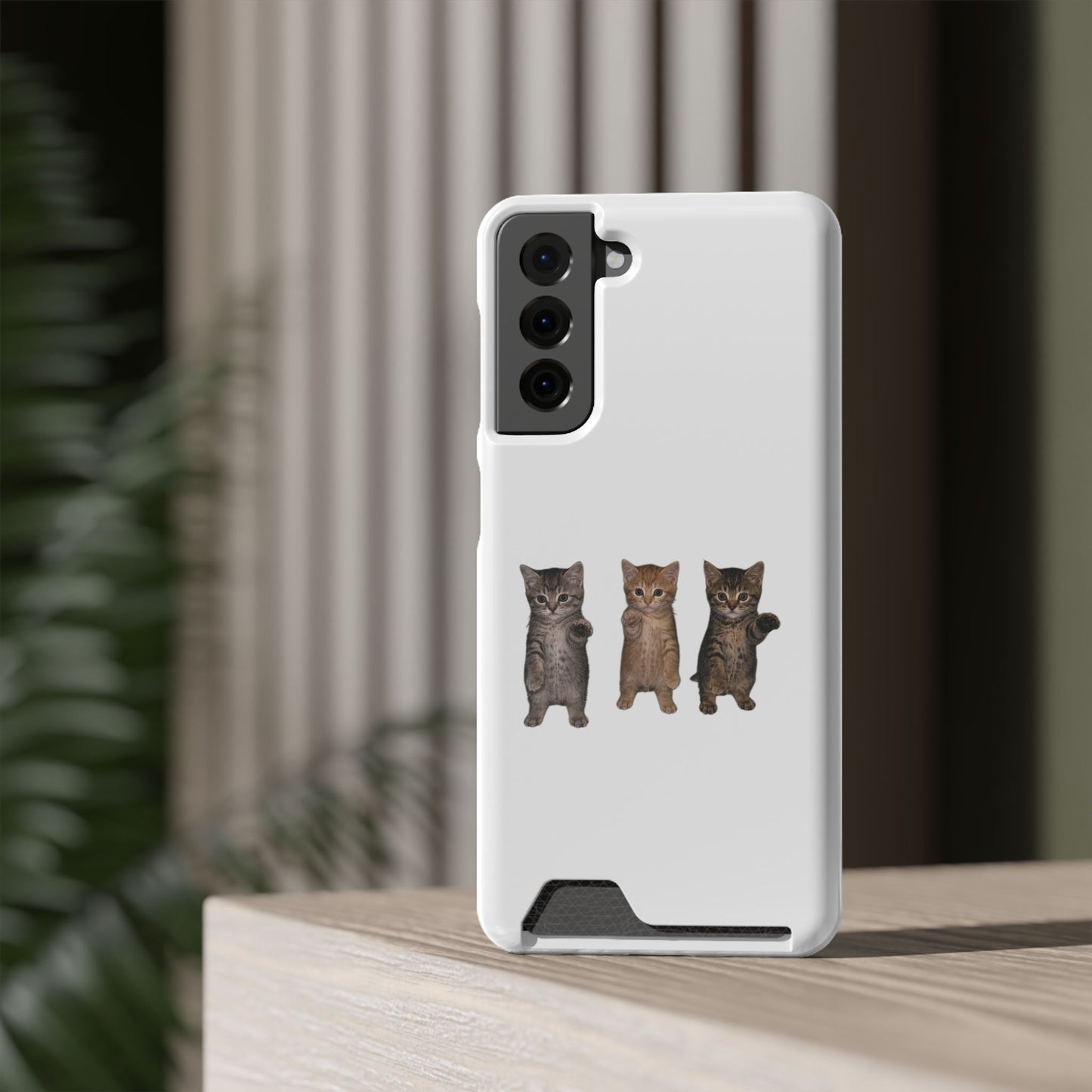 Cute Trio Kittens Phone Case with Card Holder