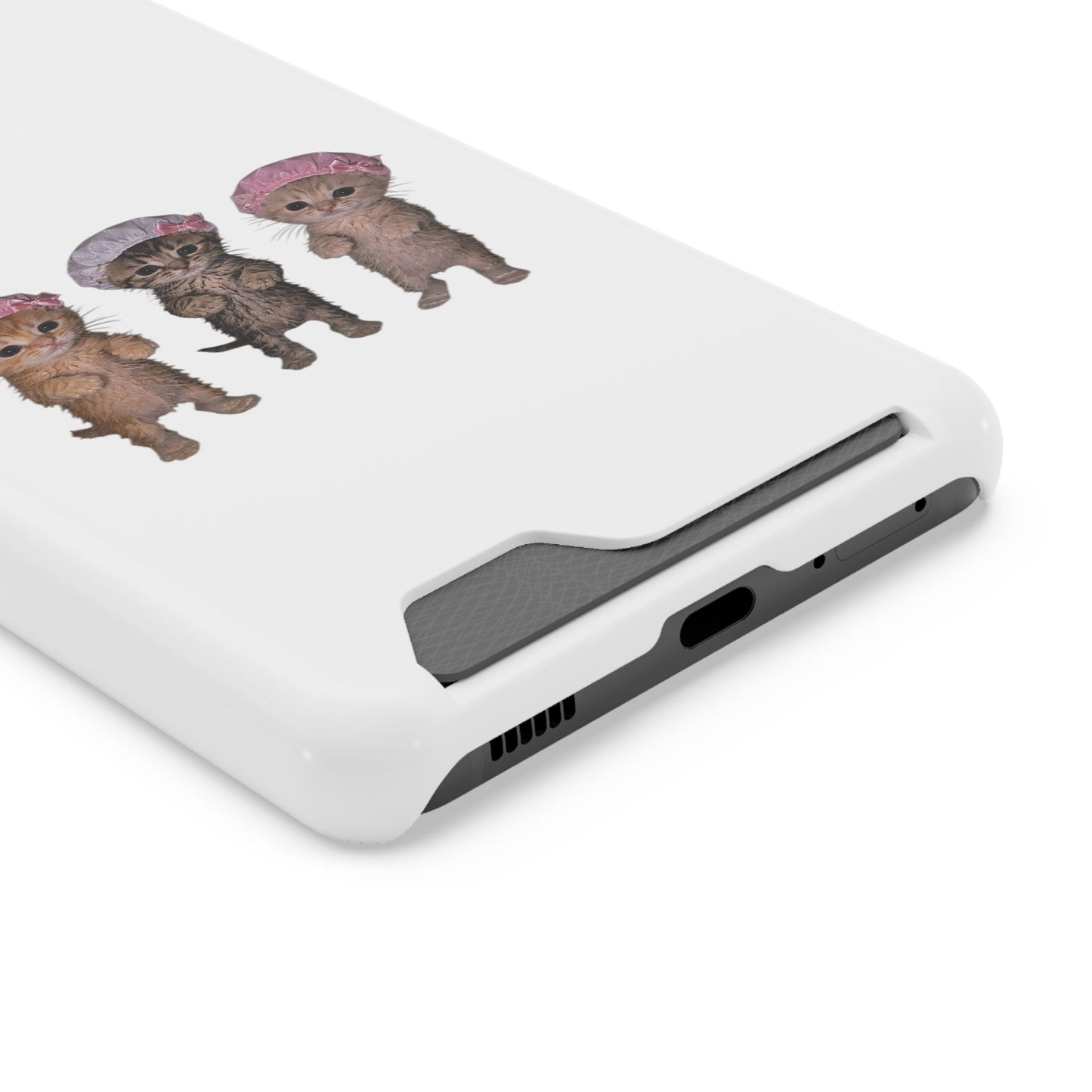 Cute Three Kittens Phone Case with Card Holder