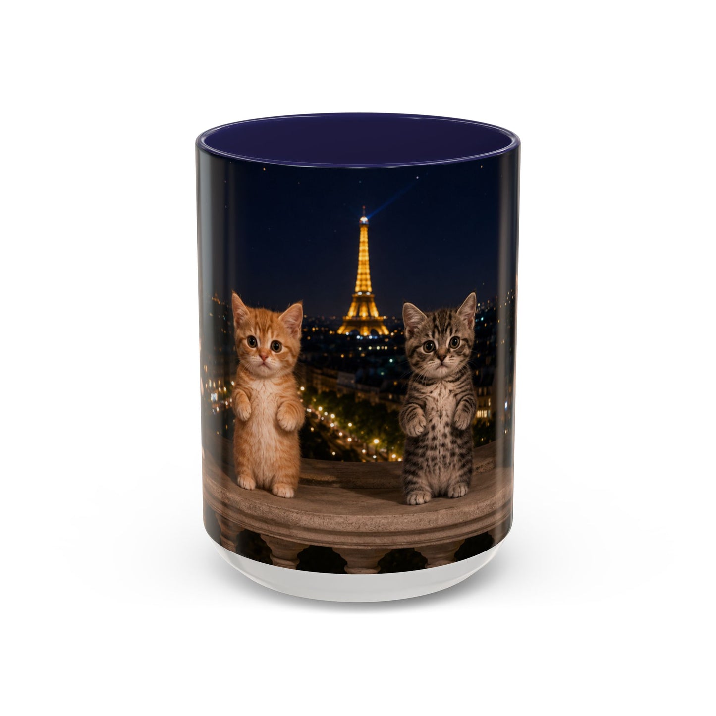 Paris Kittens Coffee Mug — Cute Cat Nightscape Accent Mug (11/15 oz)