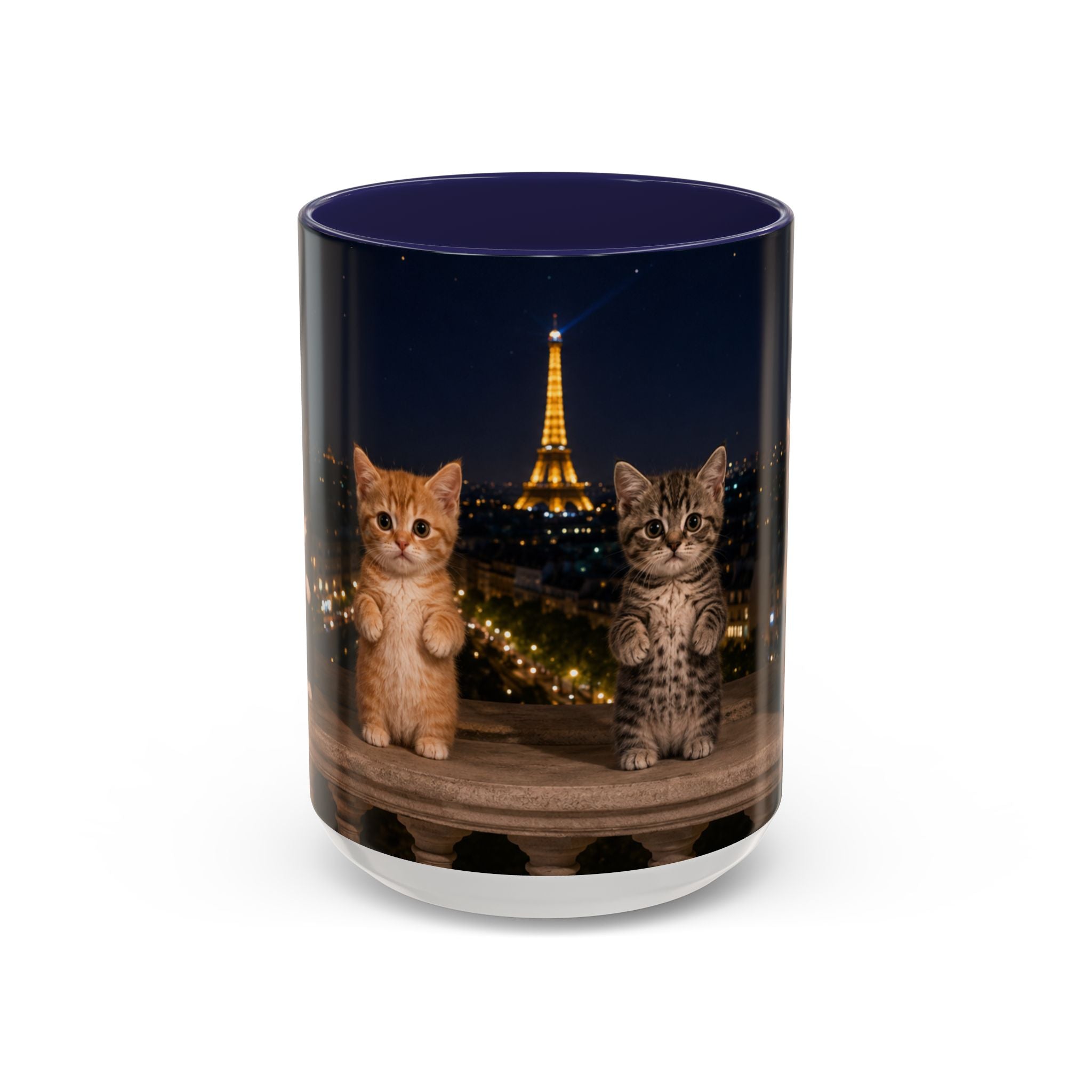 Paris Kittens Coffee Mug — Cute Cat Nightscape Accent Mug (11/15 oz)