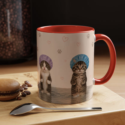 Cute Kittens in Shower Caps Accent Coffee Mug – 11/15oz
