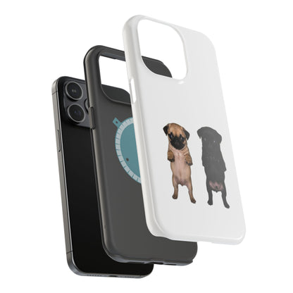 Cute Standing Pug Duo Magnetic Impact-Resistant Phone Case