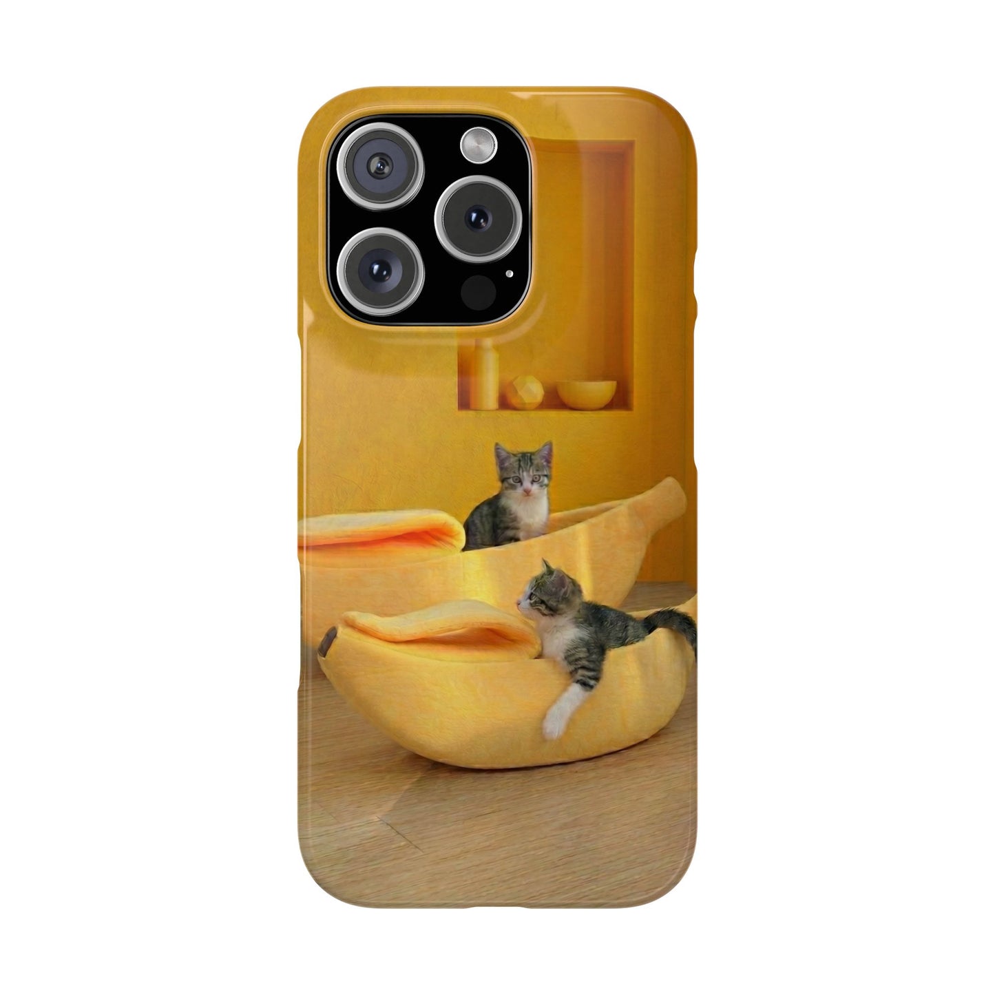 Cat Cozy Phone Case – Cute Kittens in Yellow Living Room Snap Case