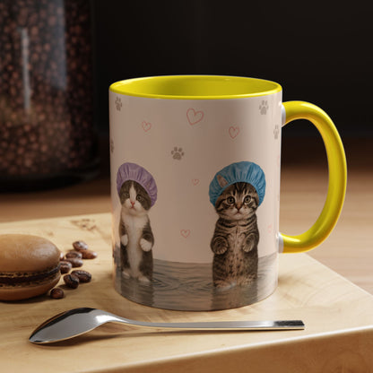 Cute Kittens in Shower Caps Accent Coffee Mug – 11/15oz