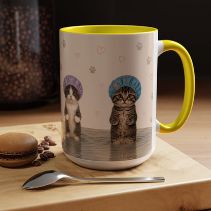 Cute Kittens in Shower Caps Accent Coffee Mug – 11/15oz