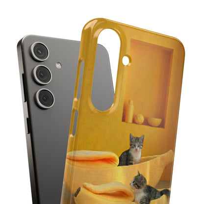 Cat Cozy Phone Case – Cute Kittens in Yellow Living Room Snap Case