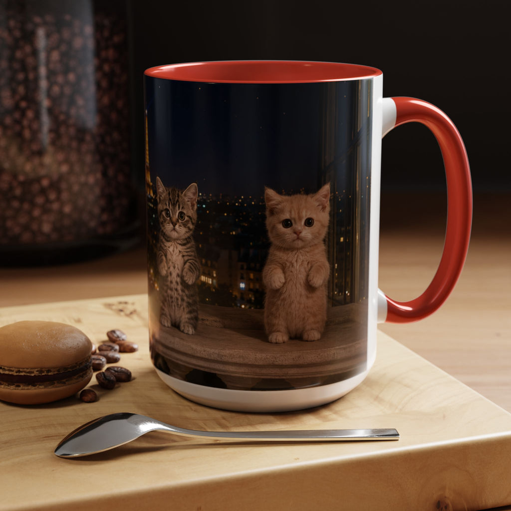Paris Kittens Coffee Mug — Cute Cat Nightscape Accent Mug (11/15 oz)