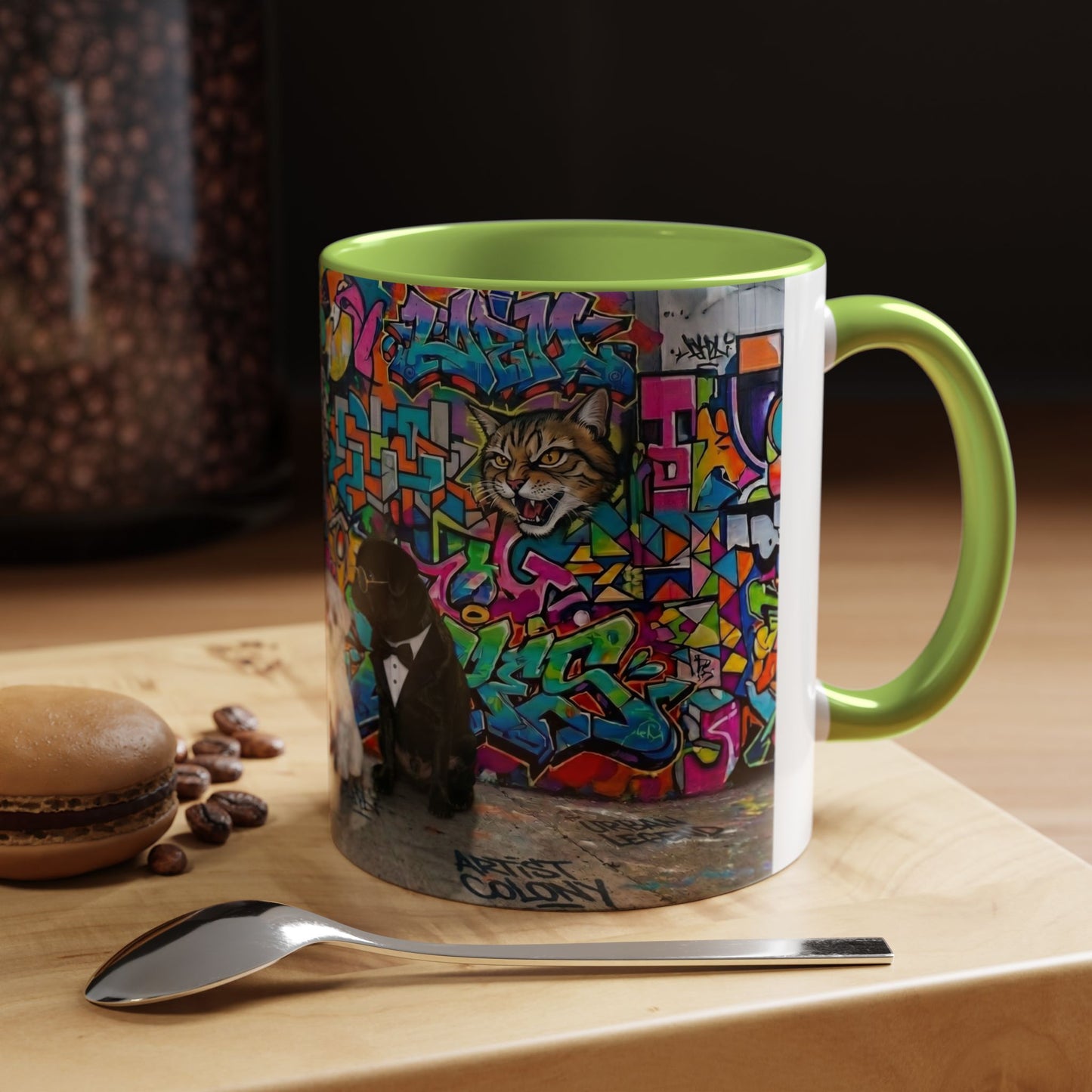Graffiti Pets Coffee Mug — Colorful Street Art Dog & Cat Accent Mug (11/15oz)
