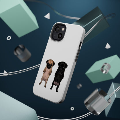Cute Standing Pug Duo Magnetic Impact-Resistant Phone Case