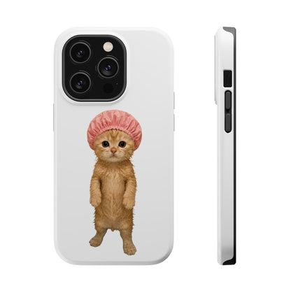 Cute Kitten in Shower Cap Magnetic Impact-Resistant Phone Case