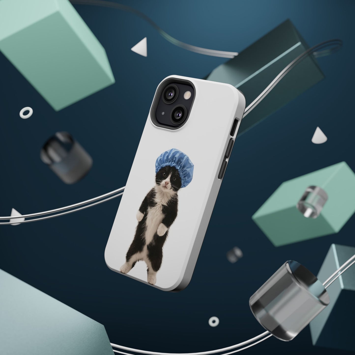 Cute Cat in Shower Cap Magnetic Impact-Resistant Phone Case