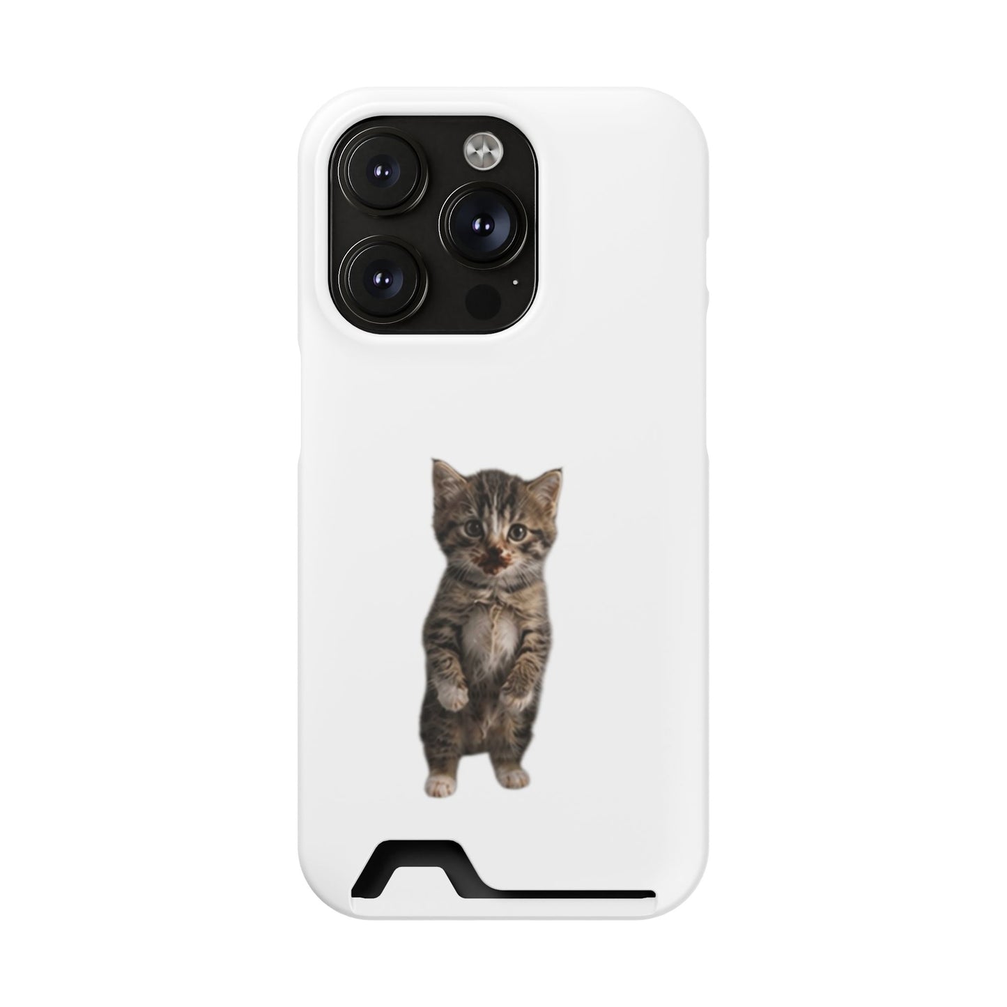 Cute Standing Kitten Phone Case with Card Holder