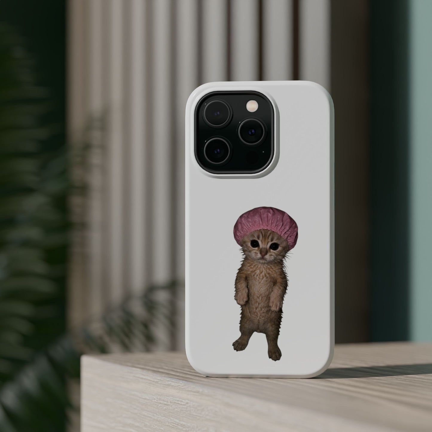 Cute Kitten in Shower Cap  Magnetic Impact-Resistant