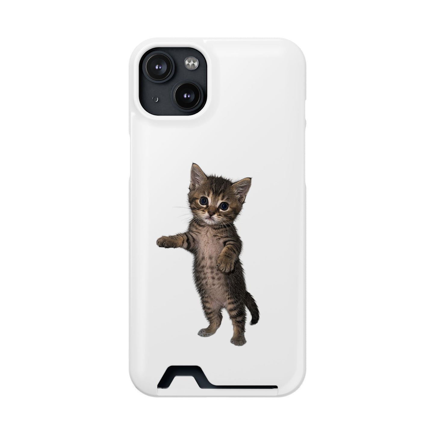 Cute Standing Kitten Phone Case with Card Holder