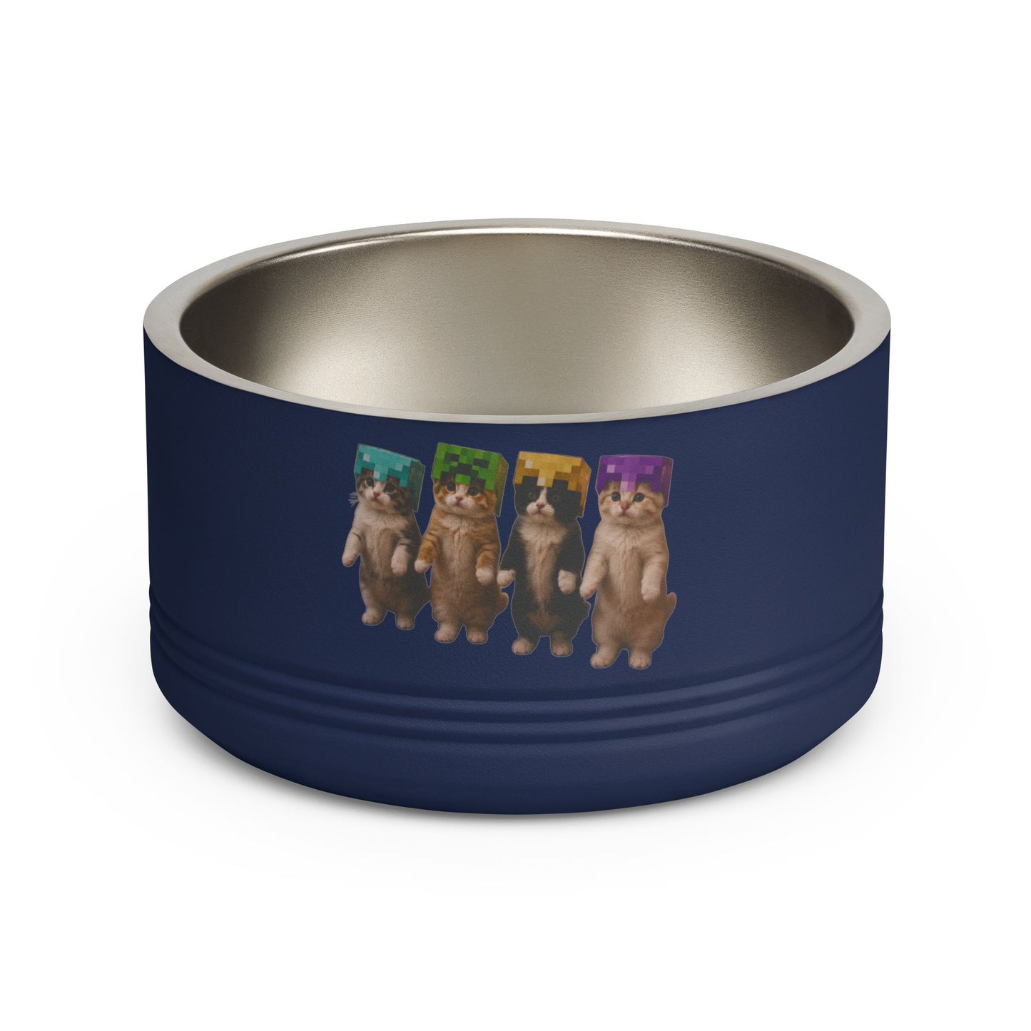 Cute Dancing Kittens Minecraft Helmet Stainless Pet Bowl (18 oz)