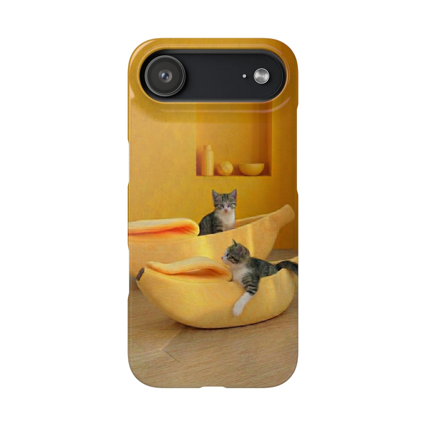 Cat Cozy Phone Case – Cute Kittens in Yellow Living Room Snap Case