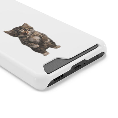 Cute Standing Kitten Phone Case with Card Holder