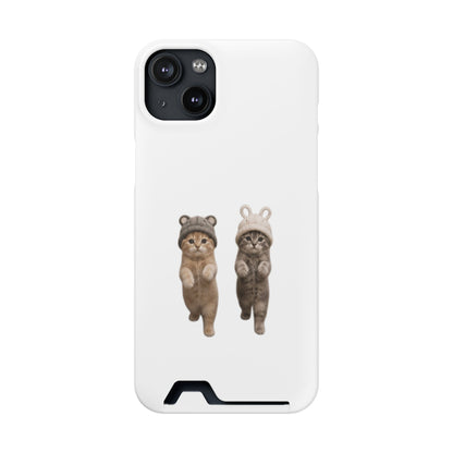 Kawaii Cats with Bear & Bunny  Cute Cat Duo Phone Card Case