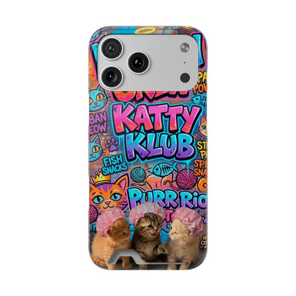 Cat Crew Katty Klub Phone Card Case — Cute Graffiti Kitten Wallet Phone Case