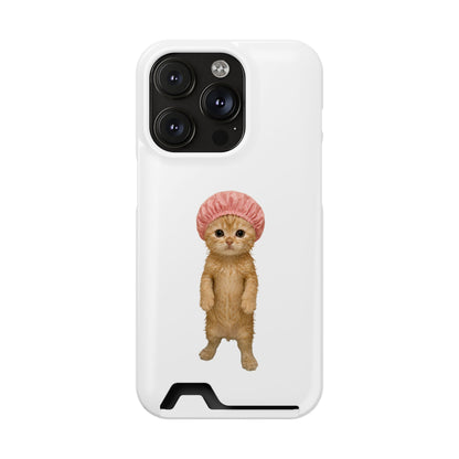 Cute Cat Shower Cap Phone Card Case