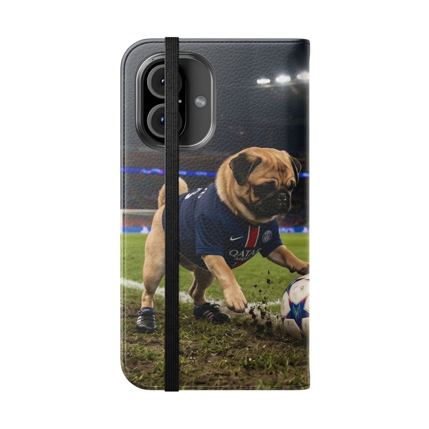 Flip Phone Case — Cute Soccer Pugs Design Wallet Cover