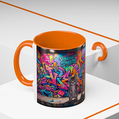 Street Kitties Graffiti Coffee Mug — Colorful Cat Art Accent Mug (11/15oz)