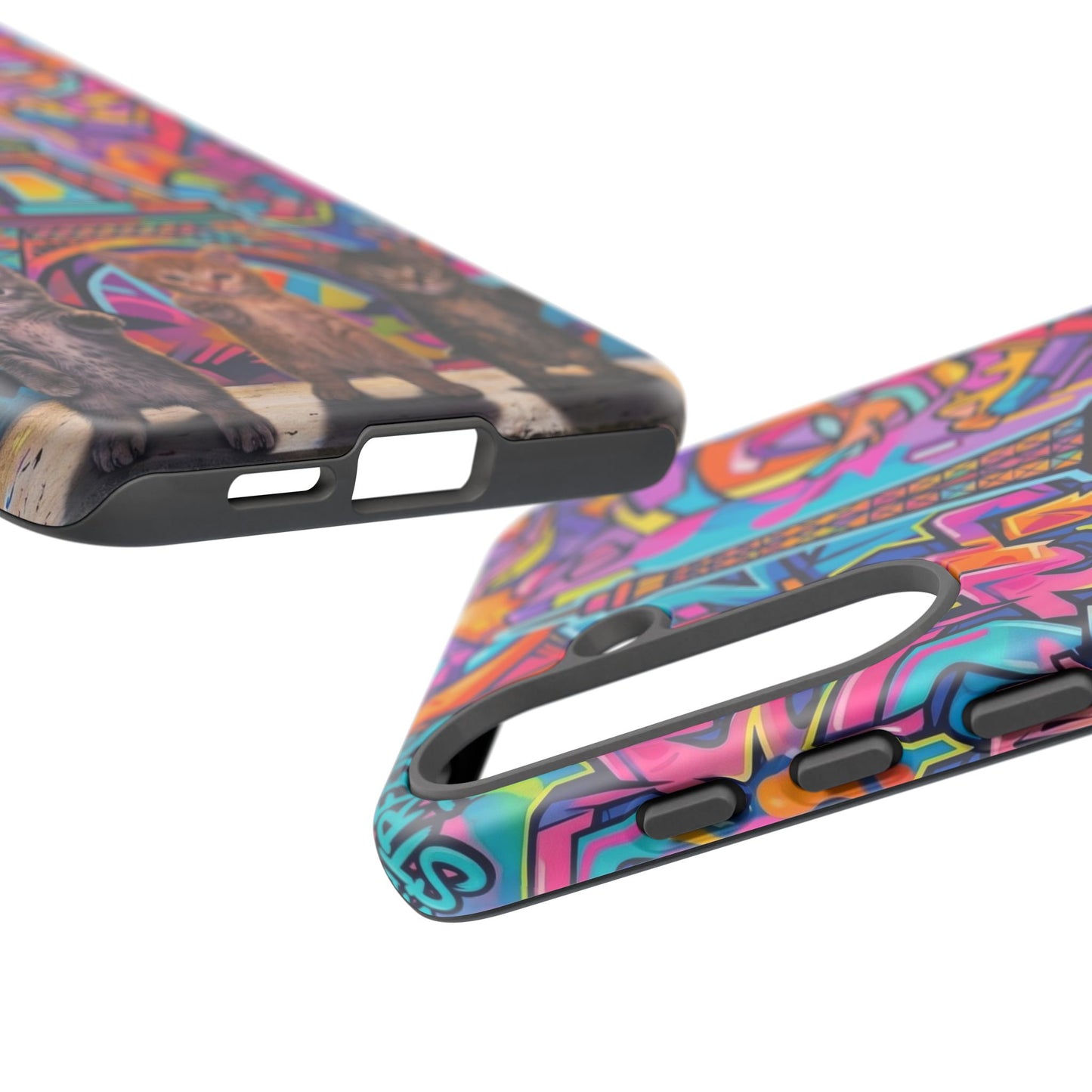 Cat Graffiti Eiffel Phone Case — Colorful Urban Parisian iPhone Cover