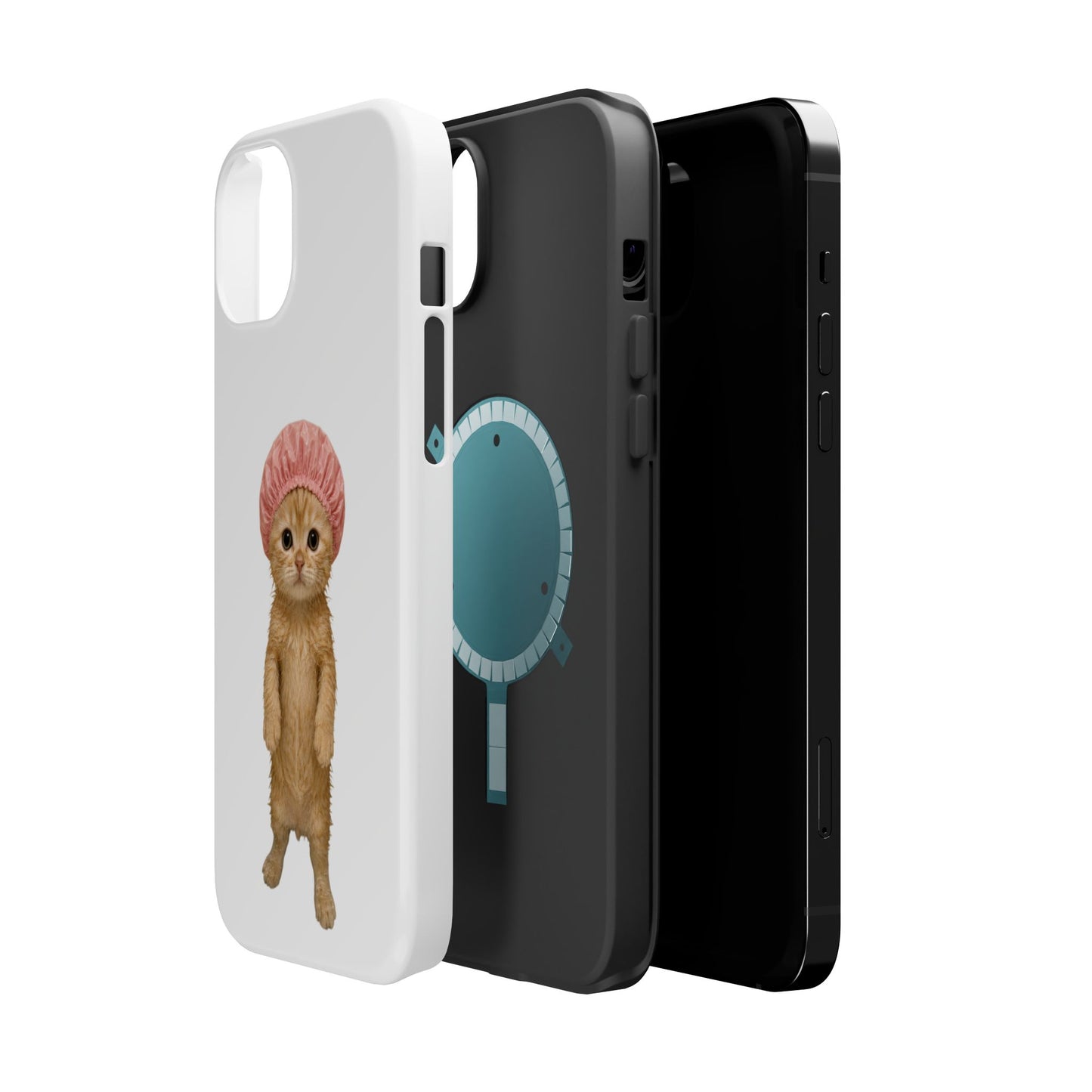 Cute Kitten in Shower Cap Magnetic Impact-Resistant Phone Case
