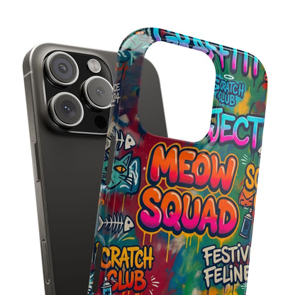 Meow Squad Graffiti Phone Case — Colorful Cat Crew Slim Case