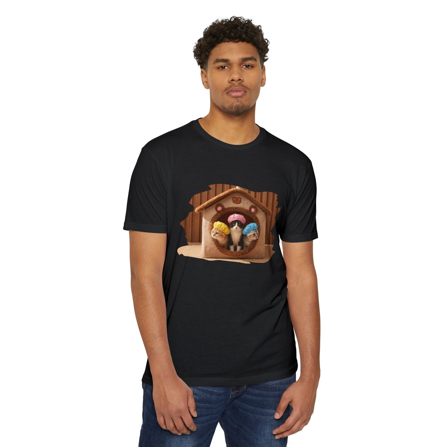 Cute Birdhouse T-Shirt — Three Cartoon Birds in Nest