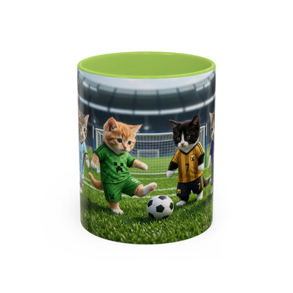 Soccer Kittens Accent Coffee Mug — Cute Cat Soccer Players 11/15oz