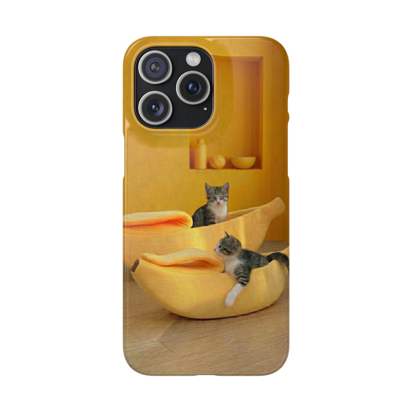 Cat Cozy Phone Case – Cute Kittens in Yellow Living Room Snap Case