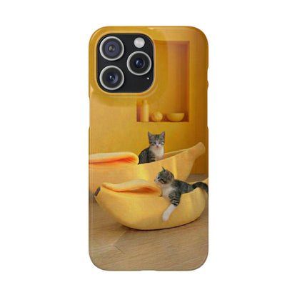 Cat Cozy Phone Case – Cute Kittens in Yellow Living Room Snap Case