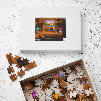 Cozy Cat Cabin Jigsaw Puzzle — Cute Cats in a Wooden Loft (110–1014 pcs)