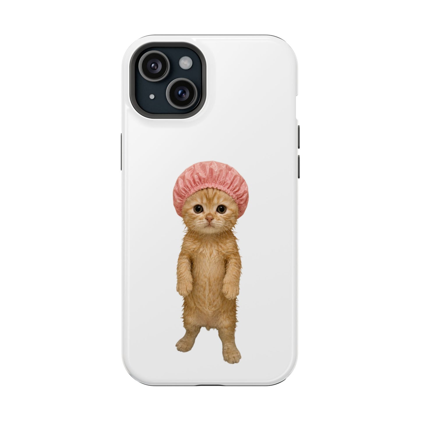 Cute Kitten in Shower Cap Magnetic Impact-Resistant Phone Case