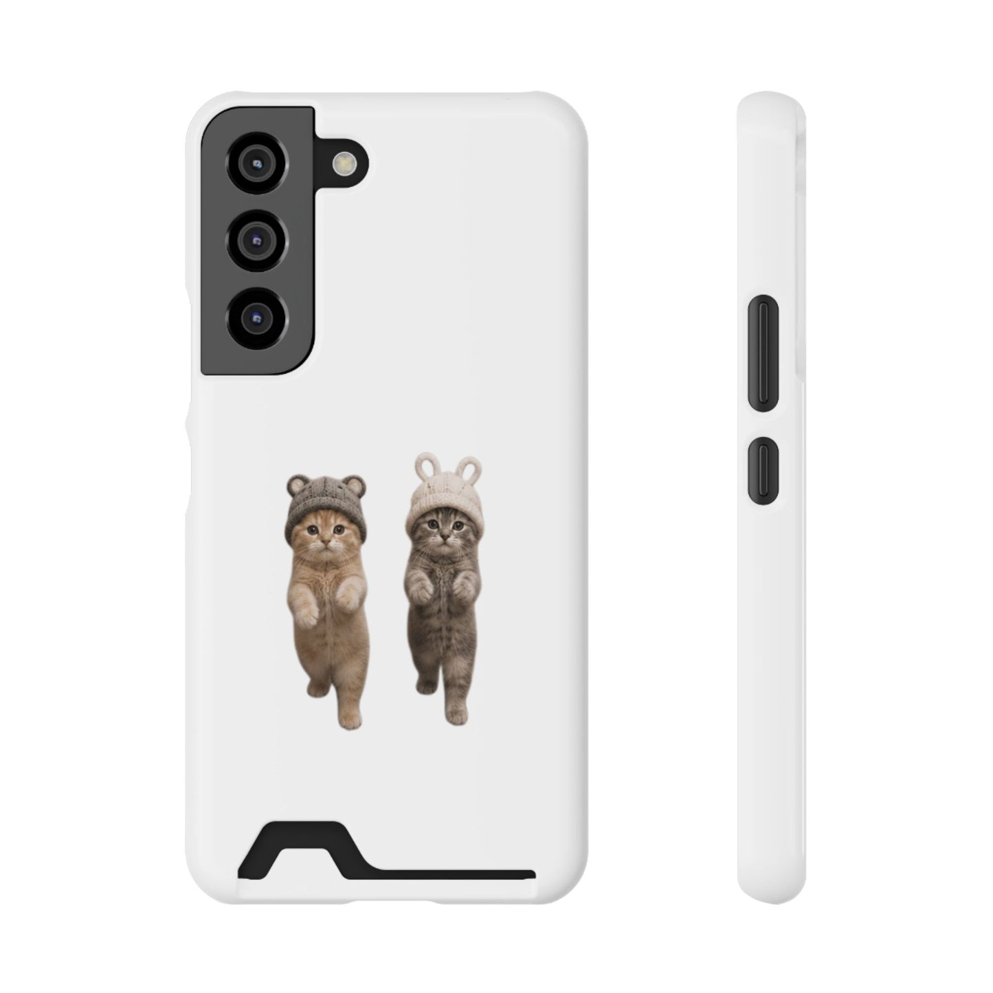 Kawaii Cats with Bear & Bunny  Cute Cat Duo Phone Card Case