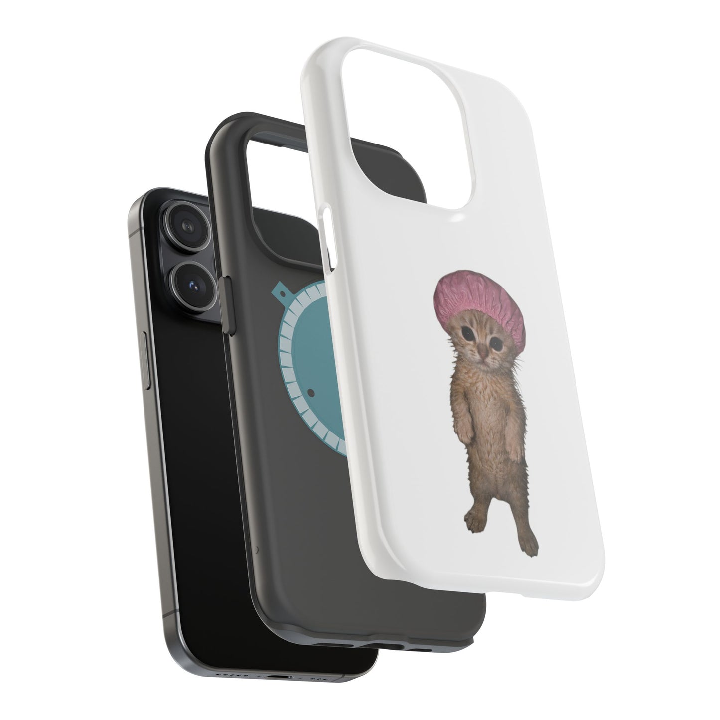Cute Kitten in Shower Cap  Magnetic Impact-Resistant