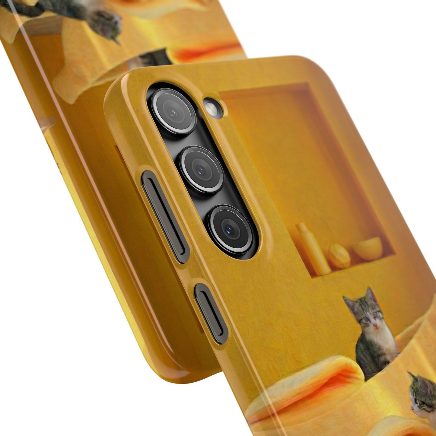 Cat Cozy Phone Case – Cute Kittens in Yellow Living Room Snap Case