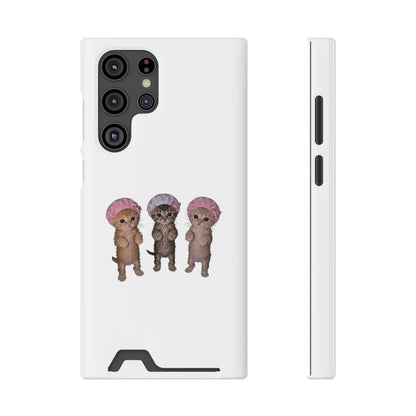 Cute Three Kittens Phone Case with Card Holder