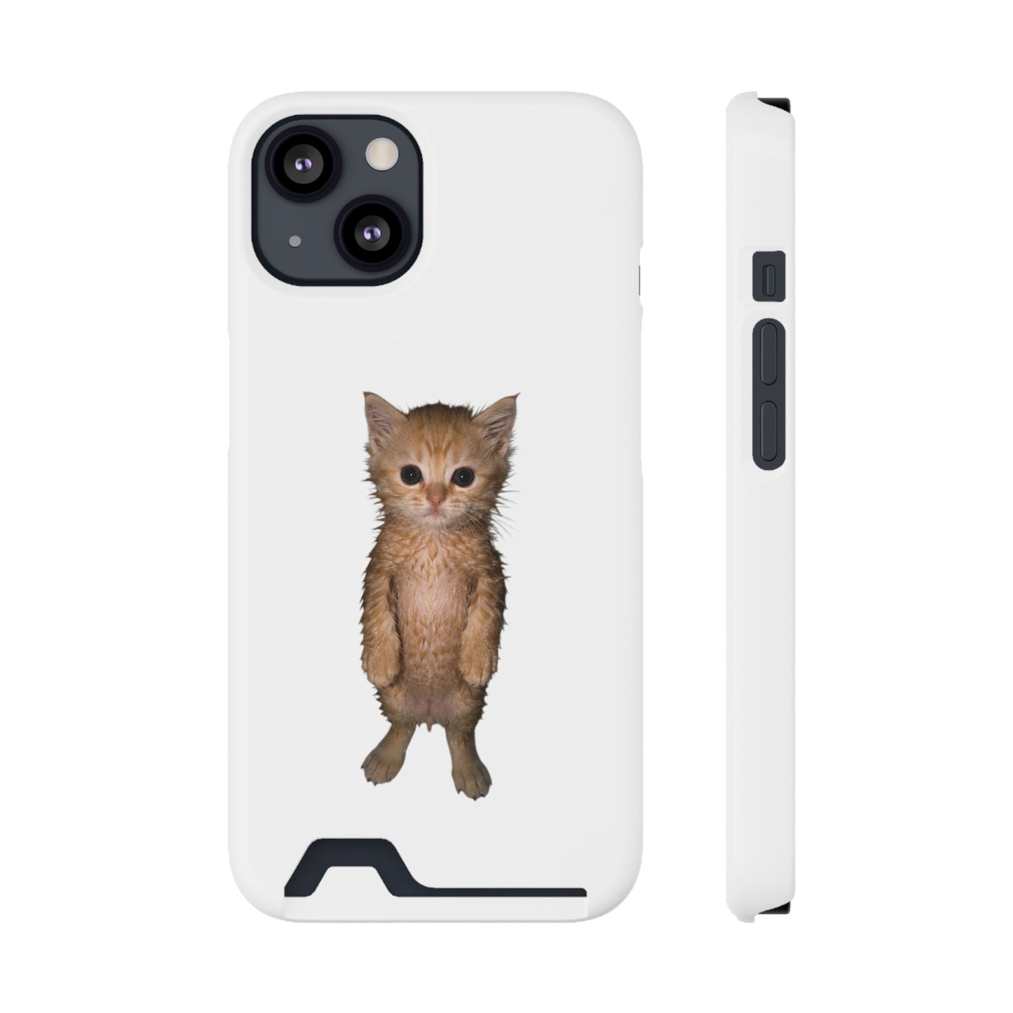 Cute Standing Kitten Phone Case with Card Holder
