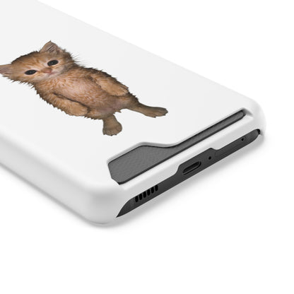 Cute Standing Kitten Phone Case with Card Holder