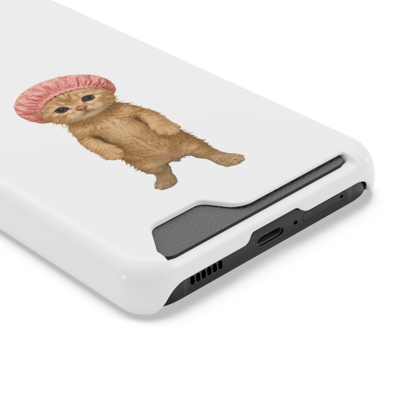 Cute Cat Shower Cap Phone Card Case